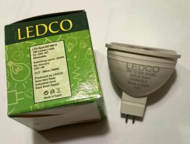 1-1-Warm light LED spot lamp / bulb 6 watt compatible with DIMMABLE DC device Works only on car or trans batteries (12-24 volts)