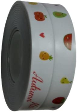 1--White self-adhesive antibacterial tape - embossed with colorful fruit shapes, width 3 cm and tape length 3.35 m