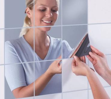 1--16pcs Square Mirror Tile Wall Stickers 3d Decal Mosaic Diy Home Room Decoration