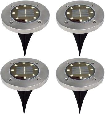 4-Solar Ground Lights, 8 LED Solar Garden Outdoor In-Ground Light, Waterproof Sensing Landscape Lights for Lawn Pathway Yard Driveway Patio Walkway Pool Area, White Light