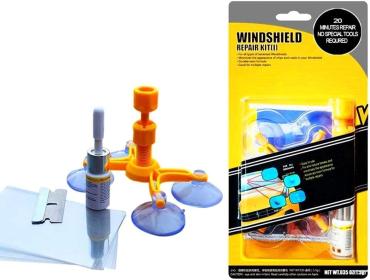 Quick Fix Windshield Repair Kit, Windscreen Windshield Repair tool Set for Chips and Cracks, Bulls-Eye, Spider Web, Star-Shaped, Half-Moon Crescentsd, Half-Moon Crescents 