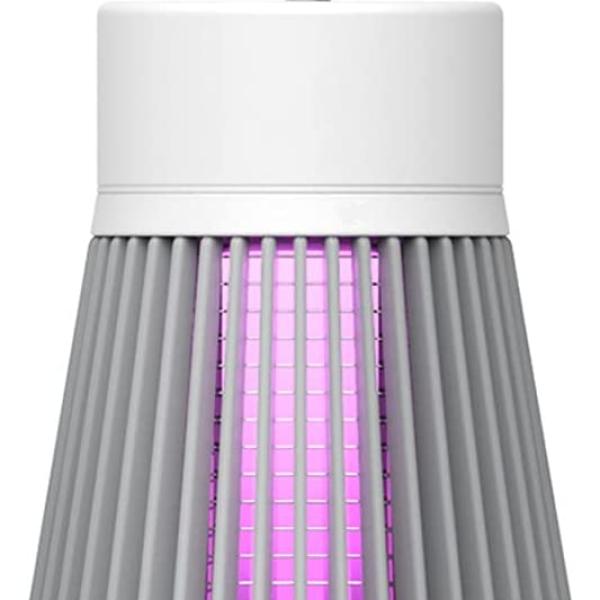 1--The mosquito and fly zapper works with a USB connection with LED lighting to attract and kill flying insects and can be placed near the bed