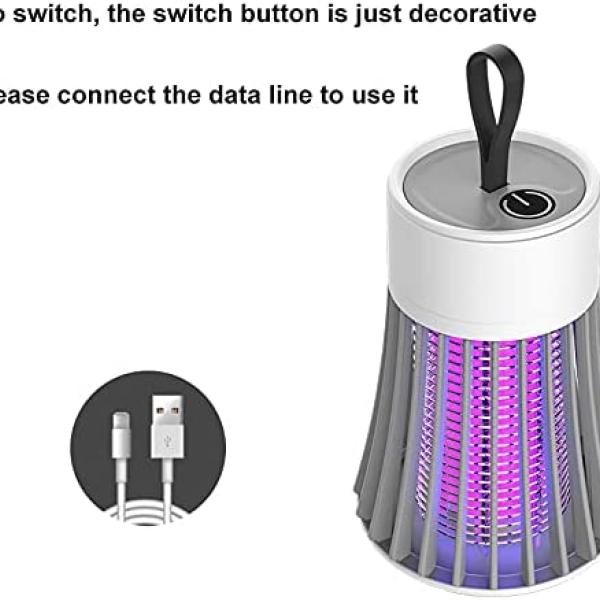1--The mosquito and fly zapper works with a USB connection with LED lighting to attract and kill flying insects and can be placed near the bed