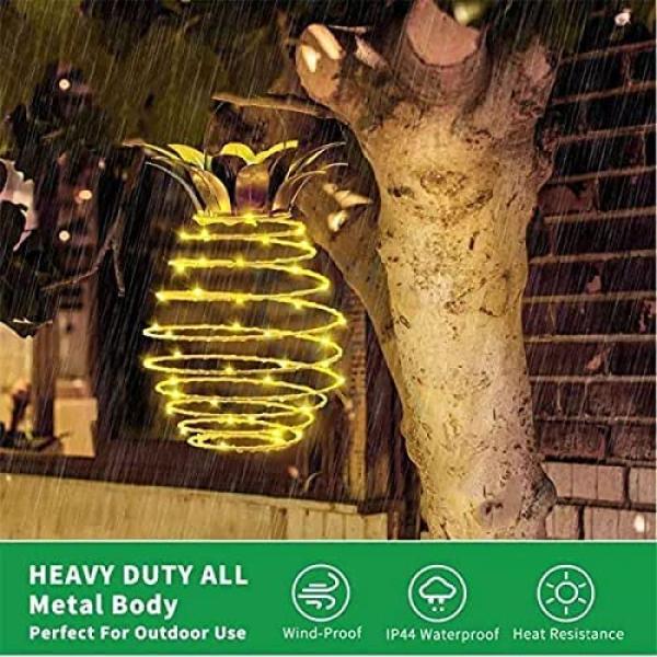 1--Solar Pineapple Lights with LED Panel, Waterproof Hanging Outdoor Decor, Garden Landscape Wall Light for Lawn and Patio