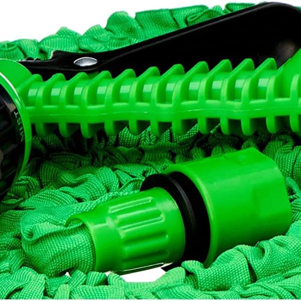 1--A rubber water hose that gives a length of 22.5 meters when used, works with water pressure