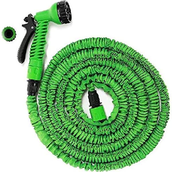 1--A rubber water hose that gives a length of 30 meters when used, works with water pressure