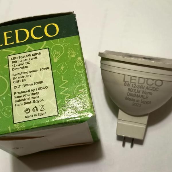 1-1-Warm light LED spot lamp / bulb 6 watt compatible with DIMMABLE DC device Works only on car or trans batteries (12-24 volts)