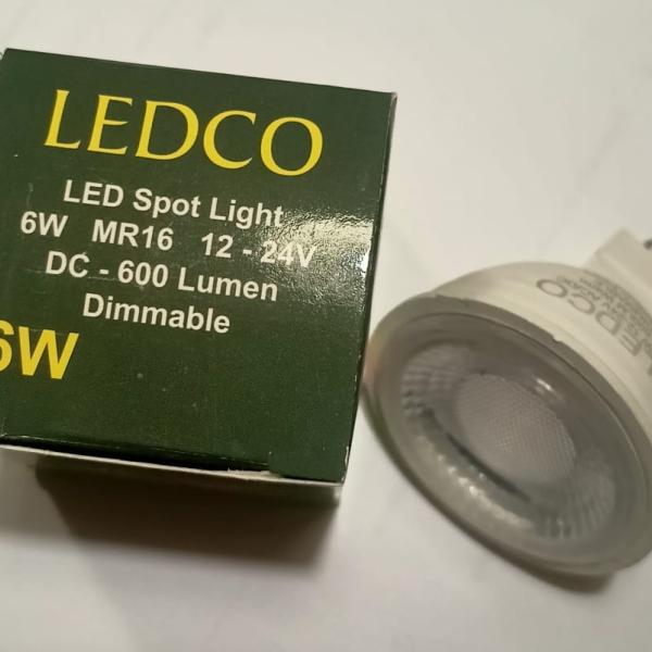 1-1-Warm light LED spot lamp / bulb 6 watt compatible with DIMMABLE DC device Works only on car or trans batteries (12-24 volts)