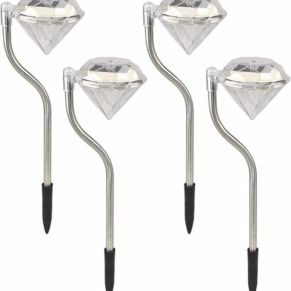 1--4 Packs Solar LED Outdoor Garden Light, Outdoor Decorative Solar Diamond Stake Lights Garden Lawn Lamps for Patio Yard Walkway