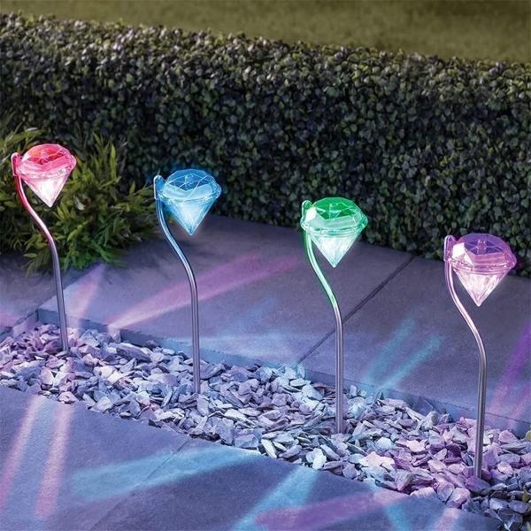 1--4 Packs Solar LED Outdoor Garden Light, Outdoor Decorative Solar Diamond Stake Lights Garden Lawn Lamps for Patio Yard Walkway