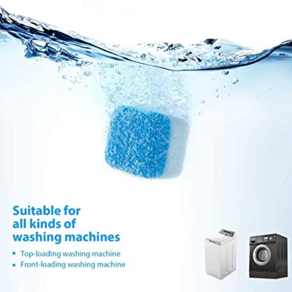 1--12PCS Washing Machine Cleaners, Washing Machine Tank Cleaning Sheet, Washer Decontamination Cleaning Detergent