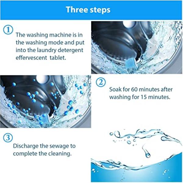 1--12PCS Washing Machine Cleaners, Washing Machine Tank Cleaning Sheet, Washer Decontamination Cleaning Detergent