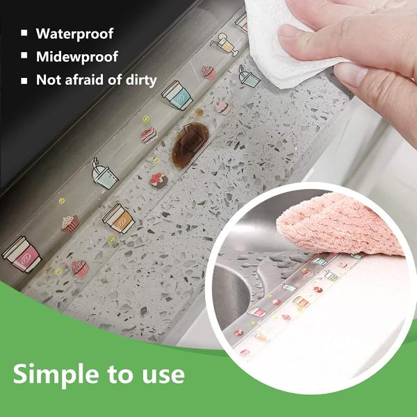 1--anmireken PVC Self Adhesive Waterproof Caulk Seal Tape, Clear (1.5inx10.5Ft, Cartoon)