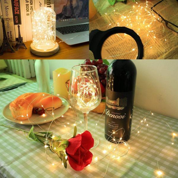 1--Warm White Solar String Lights, 100 LEDs Copper Wire Fairy Lighting Starry Waterproof Solar String Light for Outdoor Indoor Patio Garden Christmas
