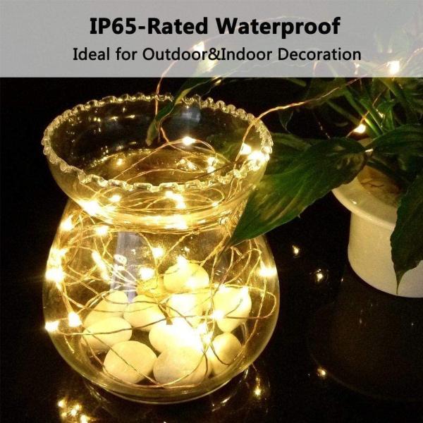 1--Waterproof 100 LEDs String Light for Indoor and Outdoor Copper Wire Warm White with Battery Case (33ft)