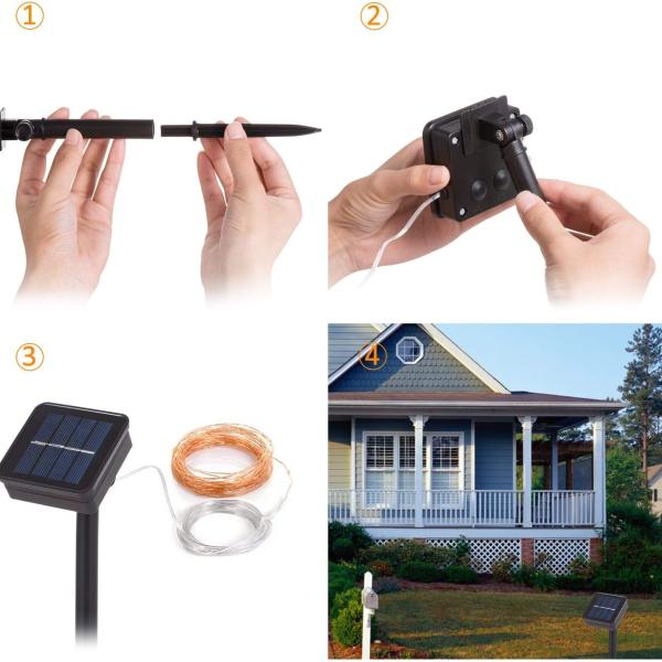 1--33FT/ 10M 100 LED Solar Waterproof Outdoor String Lights - Pack of 2