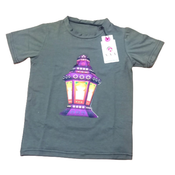 1--sons and daughters T-shirt with the shape of Ramadan lantern and light