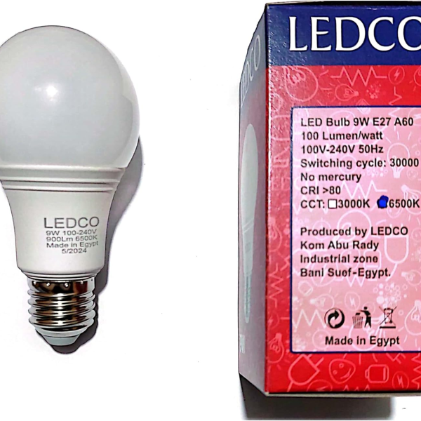 1-1-9W White LED Light Bulb 100-240V 100 LM/W 50 HZ