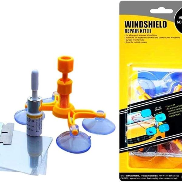 Quick Fix Windshield Repair Kit, Windscreen Windshield Repair tool Set for Chips and Cracks, Bulls-Eye, Spider Web, Star-Shaped, Half-Moon Crescentsd, Half-Moon Crescents 